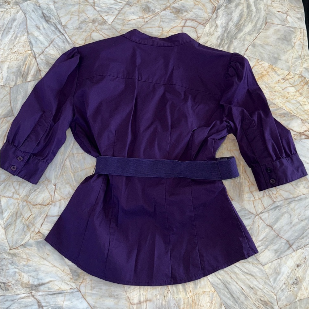 Bebe‎ Deep Purple Ruffle Top Small - Picture 11 of 14
